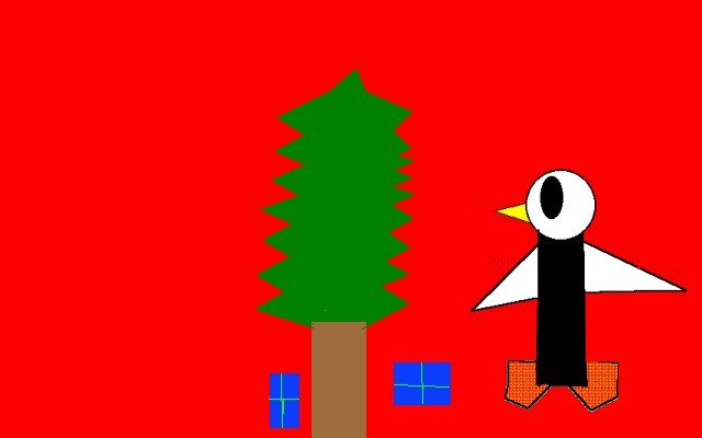 Pinguin unterm Weihnachtsbaum